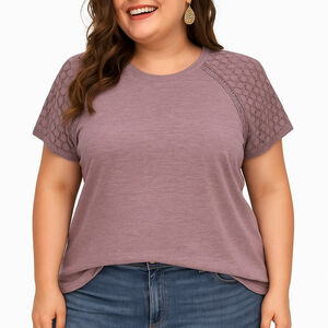 Women’s Plus Size Lace Short Sleeve Top – Brown – Size 2XL – NWT